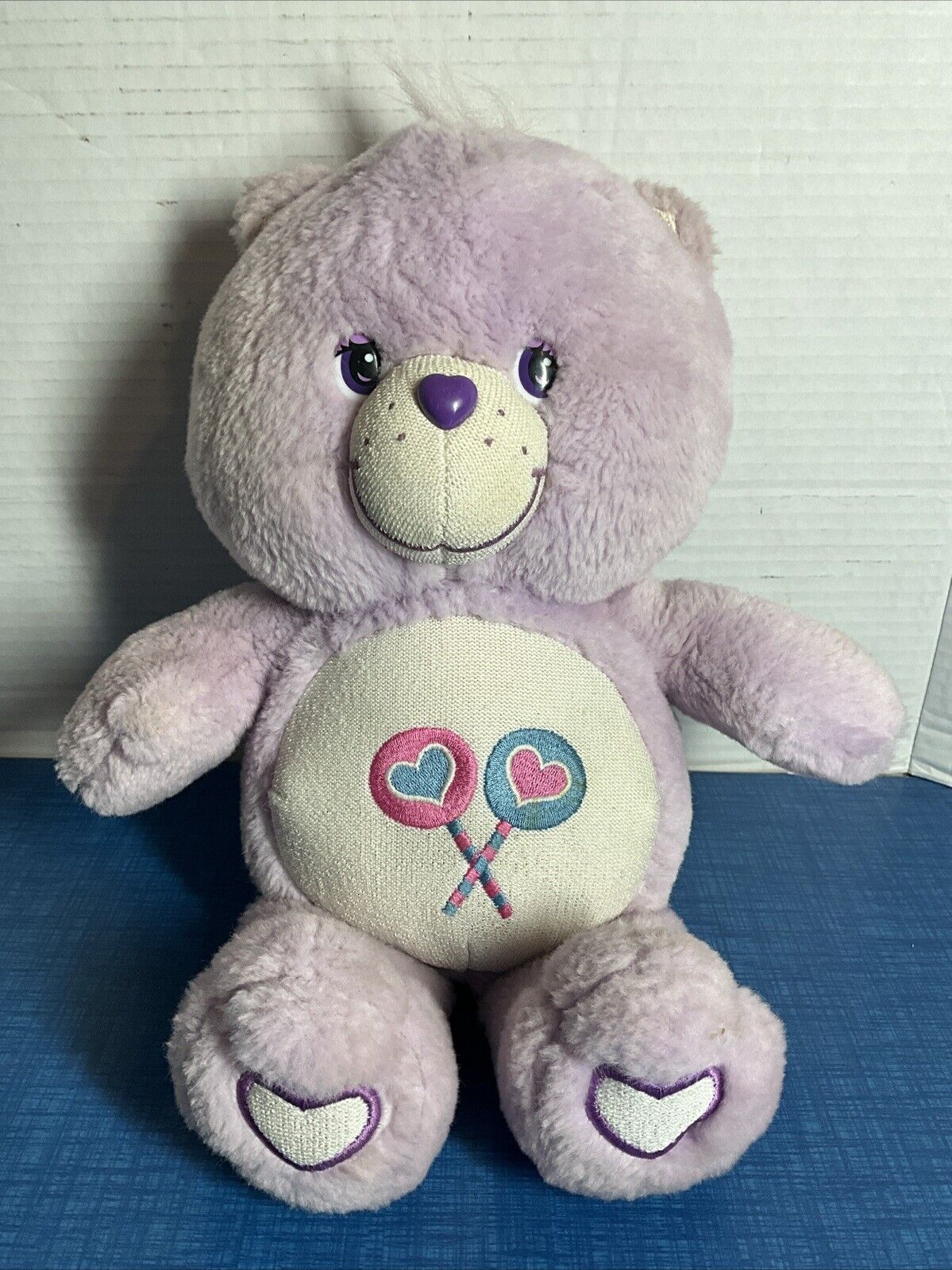 Care Bears Share Bear Plush Glow a Lot Vintage 2003 Kenner Purple Glow In Dark