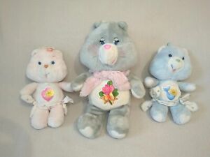 Set of 3 Vtg 1983 Care Bear Plush Grams, Baby Hugs & Tugs - Grandma & Twins EUC