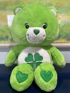 Good Luck Care Bear 2002 Jumbo 26” Plush Rare Green Clover Hearts Vtg Y2K 00s
