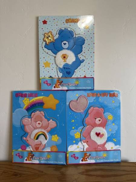Care Bear Wooden Inlay Puzzles--Champ, Cheer & Love A Lot Bears 2004