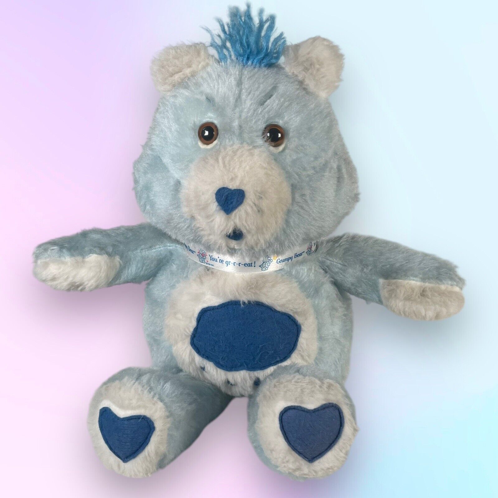 VTG 80s 1983 Homemade Hand Made Care Bear Grumpy Bear 15” Plush Toy *DUSTY*