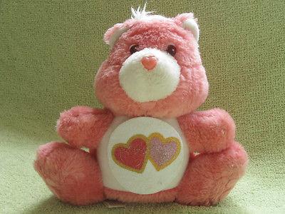 CARE BEARS Love a Lot PLUSH COIN BANK Vintage 1984 Stuffed Toy PINK Hearts Girl
