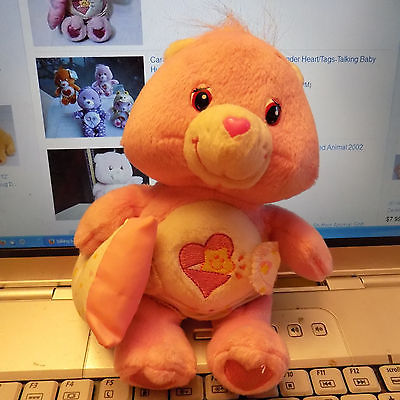 Plush Pink Care Bear Talking Baby Hugs Teddy holding pillow wearing diaper 2004