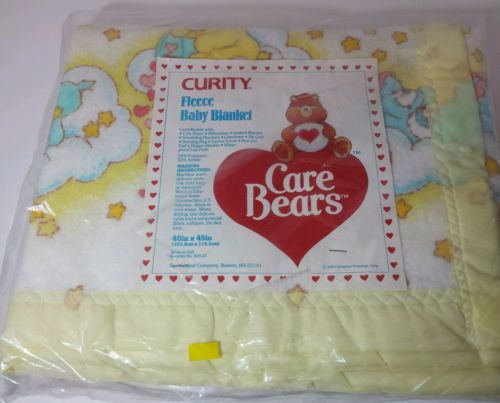 Vintage Care Bears Fleece Baby Blanket CURITY New 1983 40