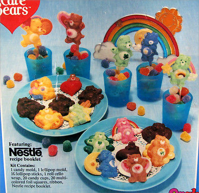 2 Care Bears Candy Chocolate Molds Lollipop Sucker Mold 1983 Makit Bakit