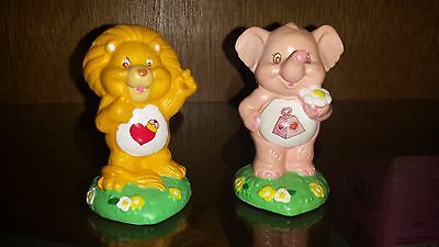 Vintage 1985 Care Bear Cousins Lotsa Heart Elephant & Braveheart Lion Ceramic