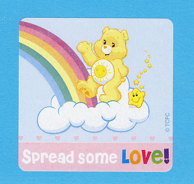 10 Care Bears Glitter - Large Stickers - Funshine Bear - Party Favors