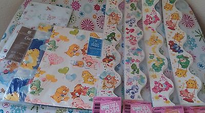 Huge Lot of 7 Vintage NEW Party CARE BEARS Tablecover Fashion Wraps BORDERS RARE