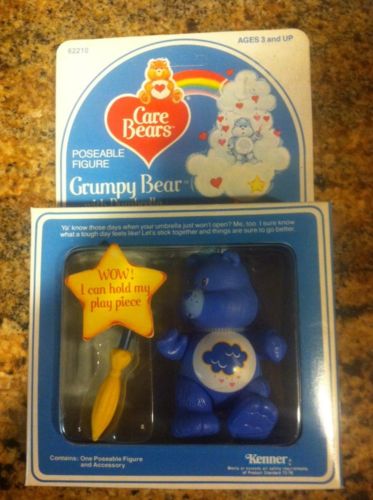 1982 Care Bear Posable Grumpy Bear With Dumbrella Made By Kenner