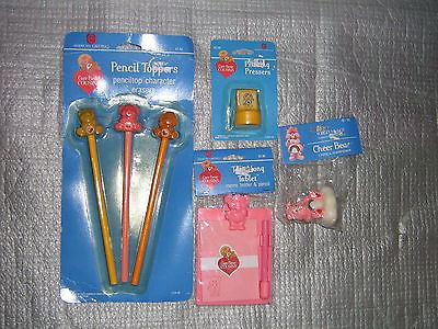 Vintage Care Bears Cousins Pencil Toppers & Tablet Memo Pad Cheer Sharpener Lot