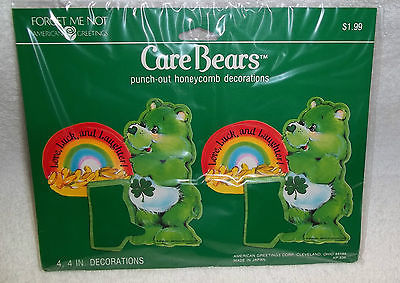 Vintage Good LuckCare Bear Punch Out Honeycomb Decorations UnOpen 1985 4 inPack