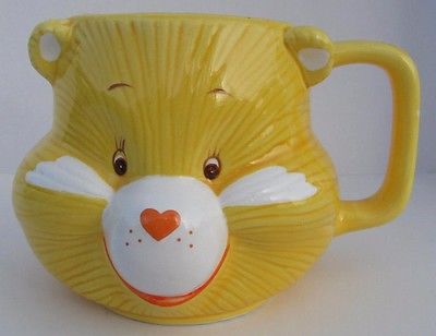 Vintage Care Bear Funshine Bear Head Ceramic Cup 1984