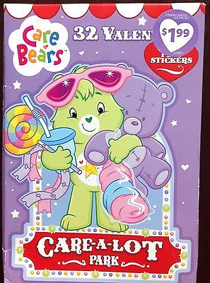 Unopened Box 32 Care Bears Valentines + Stickers c.2008 American Greeting Cards