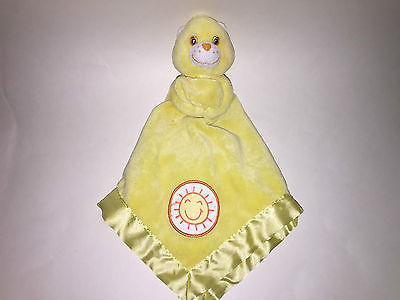 Care Bears FUNSHINE BEAR Baby Yellow Plush LOVEY Plush Security Blanket HTF 2004