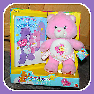 New NIB Baby Hugs Bear Pink Plush Care Bear Teddy Hardcover BOOK Christmas RARE 