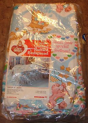 Vintage Care Bears Quilted Ruffled Bedspread Full Size No Iron New 1983 Bed