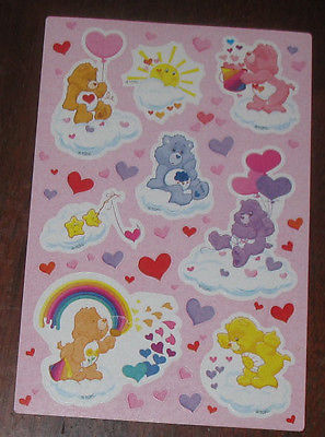 Care Bears Sticker Sheet Valentine's Day Grumpy Tenderheart Love-A-Lot Funshine