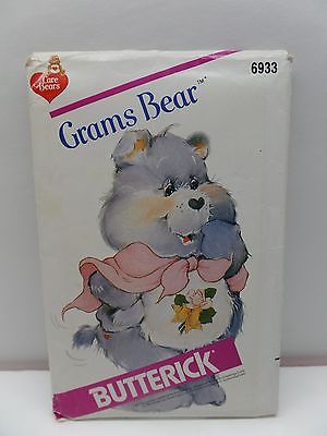 Vintage 1984 Butterick Care Bears Grams Bear Uncut Sewing Pattern #6933