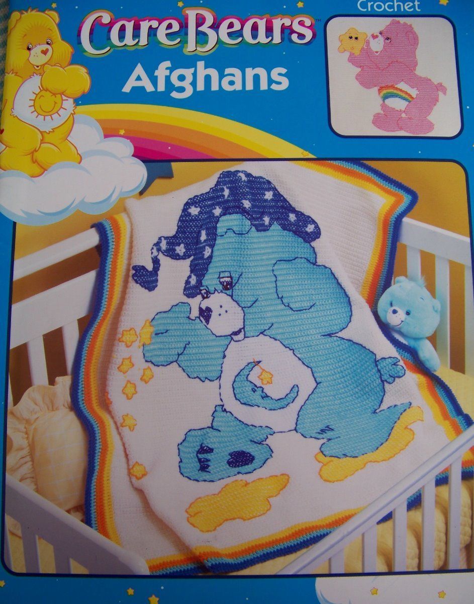 CARE BEARS Crochet Baby Afghans Throw Blanket Pattern Book 6 Different Designs