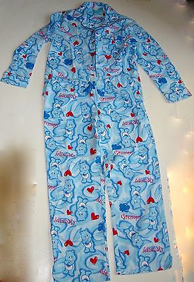 Care Bears Grumpy Bear Pajamas Blue Flannel Women's Juniors Teens Large NWOT