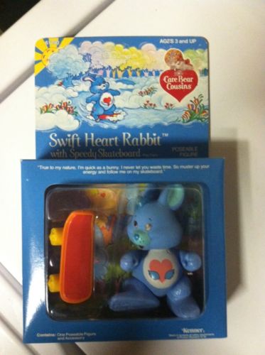 1982 Care Bear Posable Swift Heart Rabbit With Speedy Skateboard