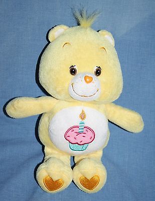Care Bears 2002 Yellow Birthday Bear Cupcake candle Plush soft Stuffed Toy 10