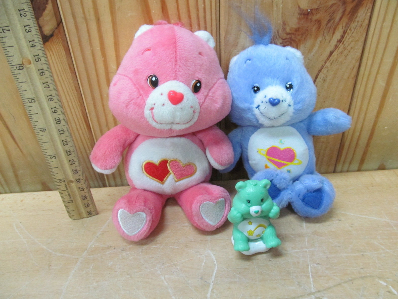 Lot of Carebears Love-A-Lot Daydream Bear Plush + PVC Wish Bear