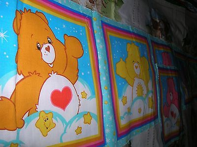 6 CARE BEARS BEAR CHILDREN KIDS PANEL PILLOW SQUARE BLOCK CHEATER QUILT FABRIC 