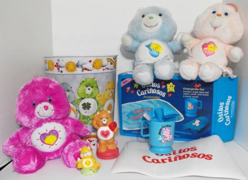 Lot of 7 Vintage Care Bear Items Hugs Tugs Babies New Garbage Can Bath Supplies