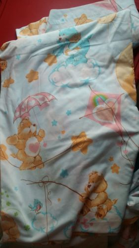 VINTAGE FULL CARE BEAR FLAT AND FITTED SHEET SEWING FABRIC DIY 80s