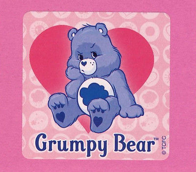 15 Care Bears - Grumpy Bear - one design - Large Stickers - Party Favors