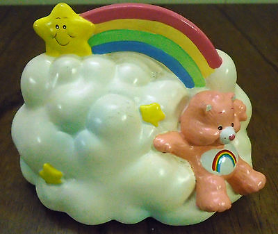 New / Vintage Care Bear Ceramic Bank Cheer Bear on a Cloud w/ Stopper