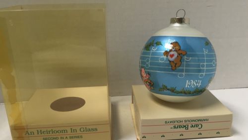 Vintage Care Bears Glass Ball Ornament Rare 1984 ~ American Greetings w/ Box