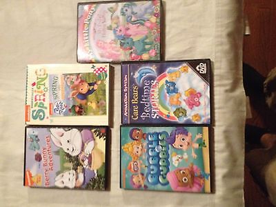 Lot of 5 children kids dvd peter rabbit max and ruby care bears bubble guppies