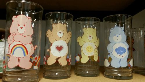 Care Bear Limited Edition Pizza Hut 1983 Collectors Glass Set of 4