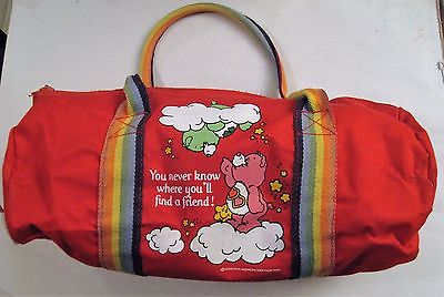Care Bear Duffle Bag 1980s Red with Rainbow Straps Vintage