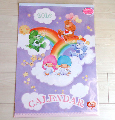 Little Twin Stars Kiki Lala x Care Bears big 2016 calendar Sanrio made in JAPAN