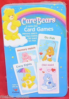 Care Bears Jumbo-Sized Card Games Crazy Eights, Go Fish, Old Maid, Memory - Tin