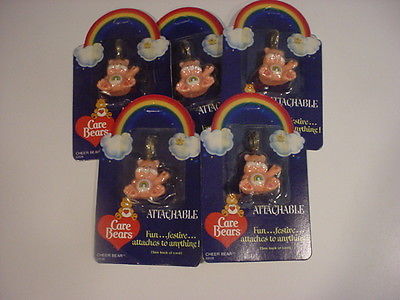 lot of 5 CARE BEAR 1984  ATTACHABLES CHEER BEAR KEYCHAINS all MOC