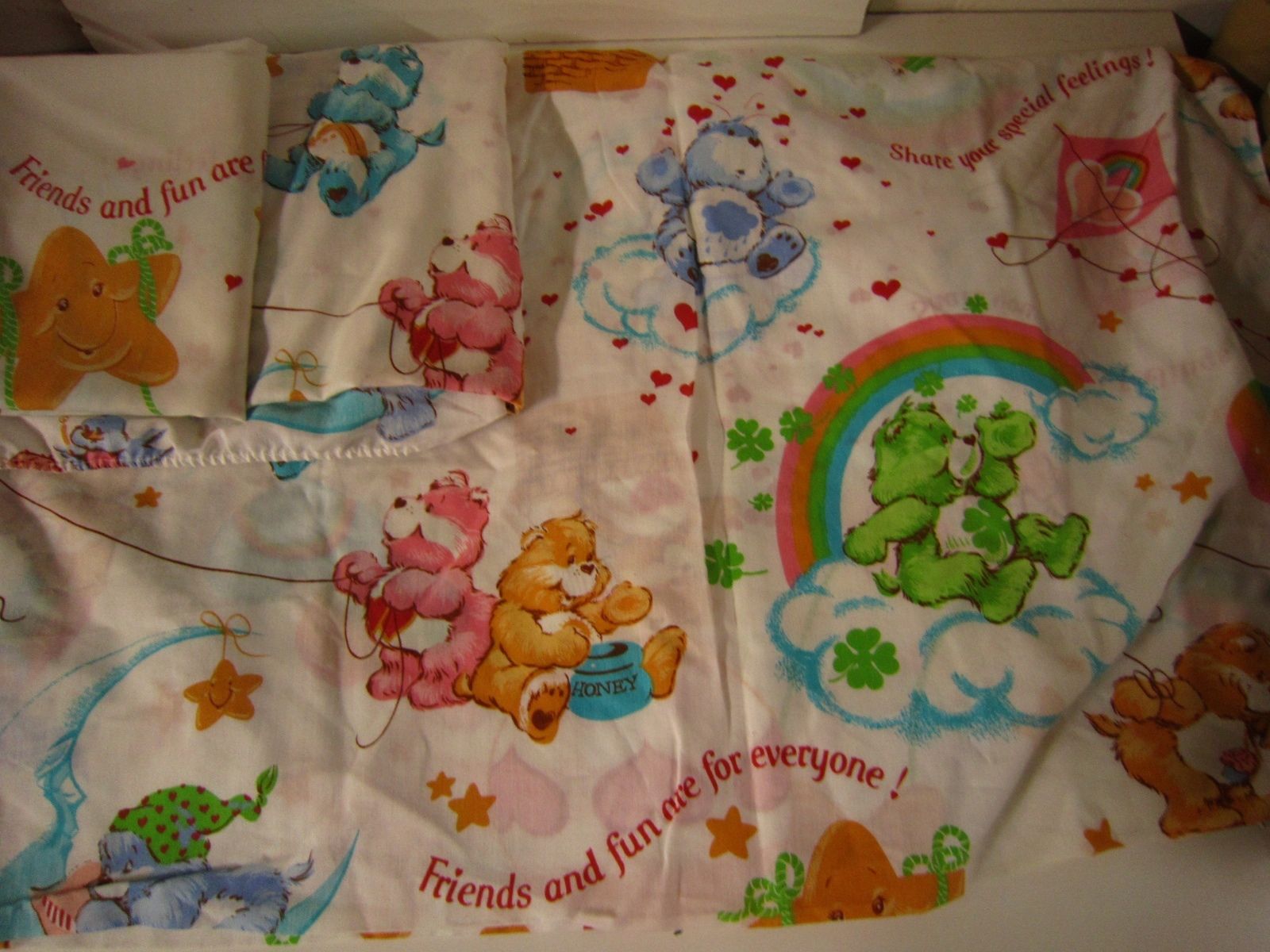 Vintage 1982 Care Bears Bed Sheets - Full Size