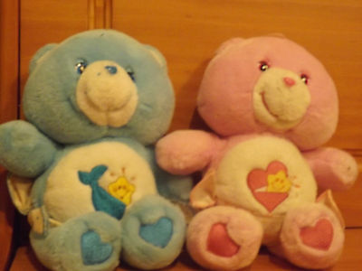 Care Bears 2003 20th Anniverary 10 Inch Plush Tugs and Hugs Pink & Blue set