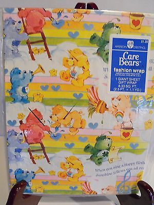 VINTAGE CARE BEARS PAINTING & MUSIC WRAPPING PAPER GIFT WRAP
