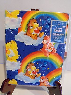 VINTAGE CARE BEARS LOVE ALOT AND SUNSHINE BEAR WRAPPING PAPER GIFT WRAP