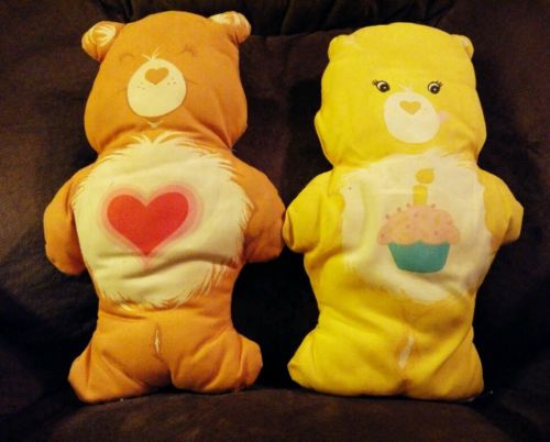Vintage Care Bears plush pillow dolls fabric panels Tender Heart, Birthday Bear