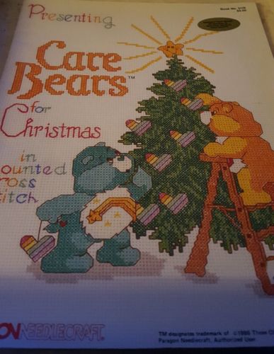 1985 PARAGON NEEDLECRAFT, CARE BEARS FOR CHRISTMAS IN COUNTED CROSS STITCH