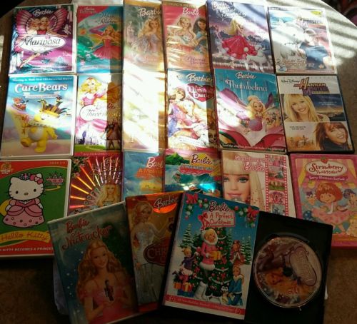 Huge dvd lot! Girls Barbie, Care Bears, Strawberry Shortcake movies 