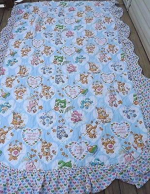 Vtg Care Bears Twin Bedspread Comforter Bedding Quilted 82