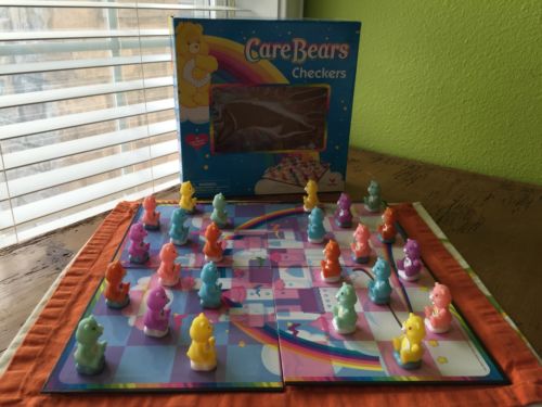 Care Bears Checkers Game Set/Cake Toppers - Complete W/ 24 Pieces And Game Board