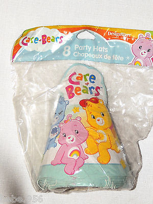 NEW  BABY CARE BEARS   8-PAPER PARTY HATS    PARTY SUPPLIES
