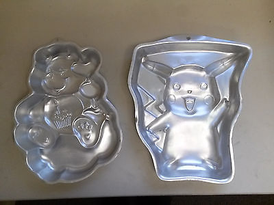 Two used cake pans. Pokemon 1998 Wilton 2105-37,Care Bears 1983 Wilton 2105-1793